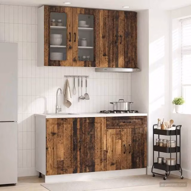 Unità Cucina KALMAR 4 pz Legno antico Legno ingegnerizzato 3438303