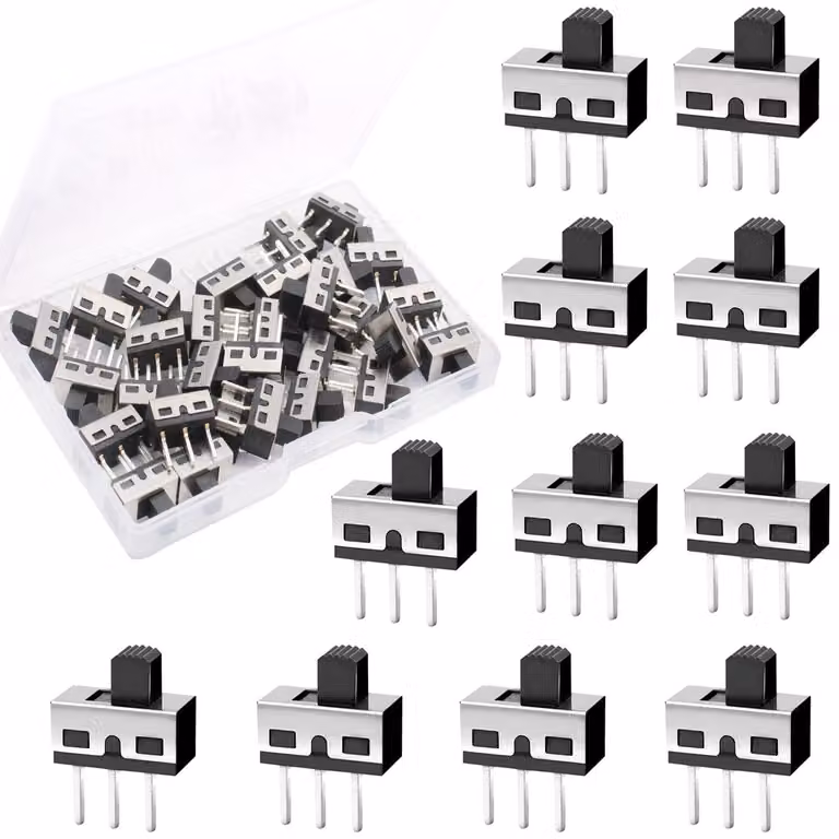 Mini interruttore a levetta, 50 pezzi, 1P2T, SPDT, 3 pin, AC 125V, 2A