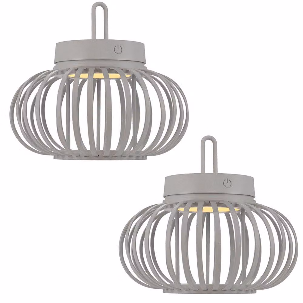 Set di 2 lampade a sospensione/tavolo a LED, color sabbia, con dimmer touch, diametro 25 cm