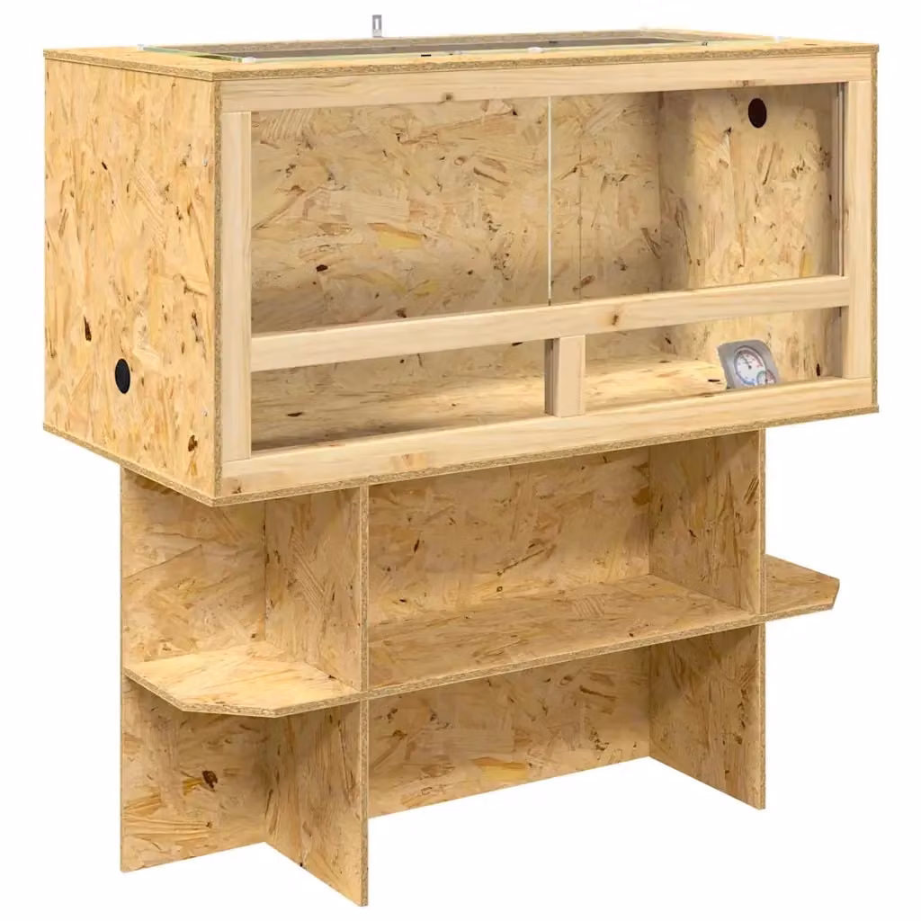 Terrario vidaXL in legno e vetro color marrone e beige, stile rustico, L 100 cm x P 50 cm x H 100 cm – 2