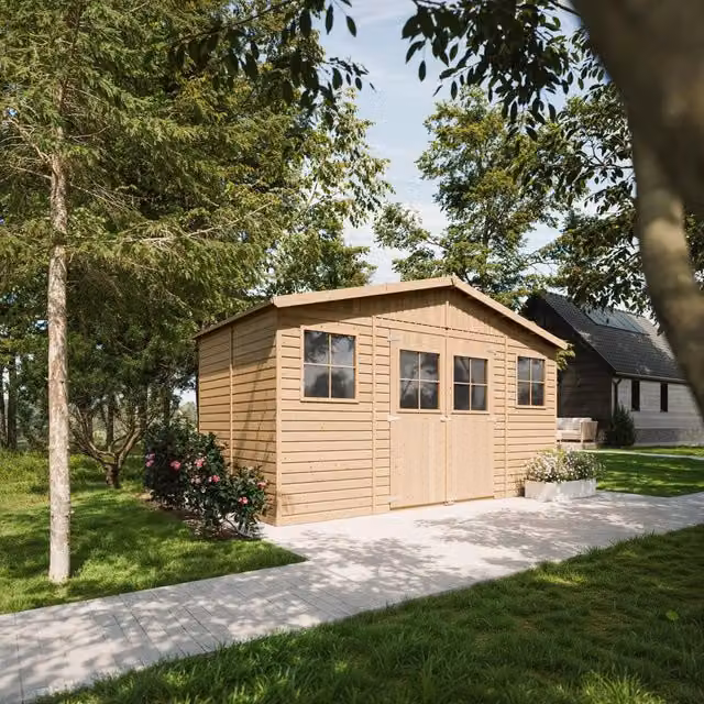 Casa da giardino in legno TIMBELA M332 grigio con finestra e design rustico
