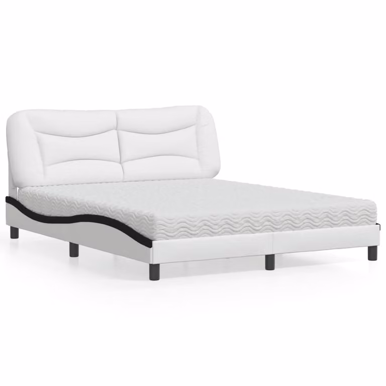 Letto con Materasso Hvar vidaXL in Similpelle Bianco e Nero L/P/H: 218 x 160 x 74,5 cm