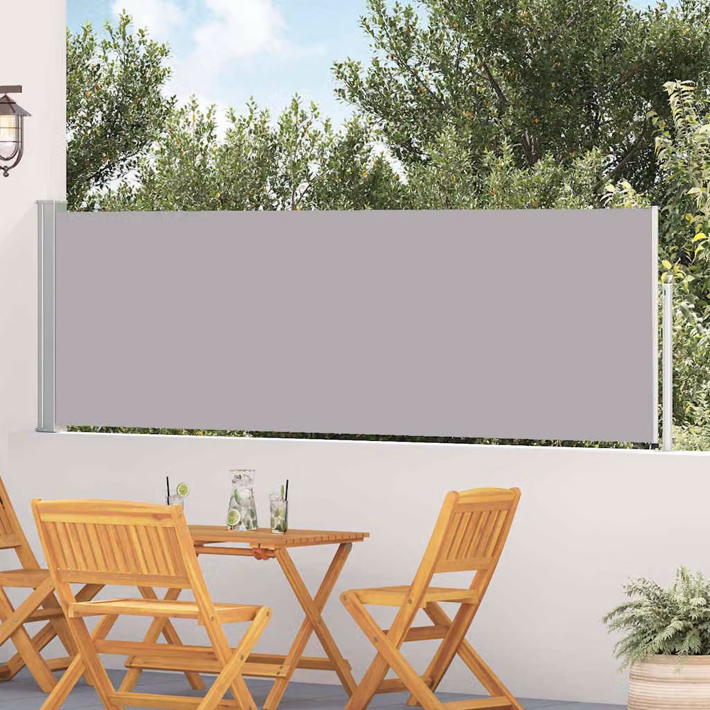 vidaXL Tenda Laterale Retrattile per Patio in Poliestere e Acciaio, Grigio, L: 514 cm, H: 100 cm – 1