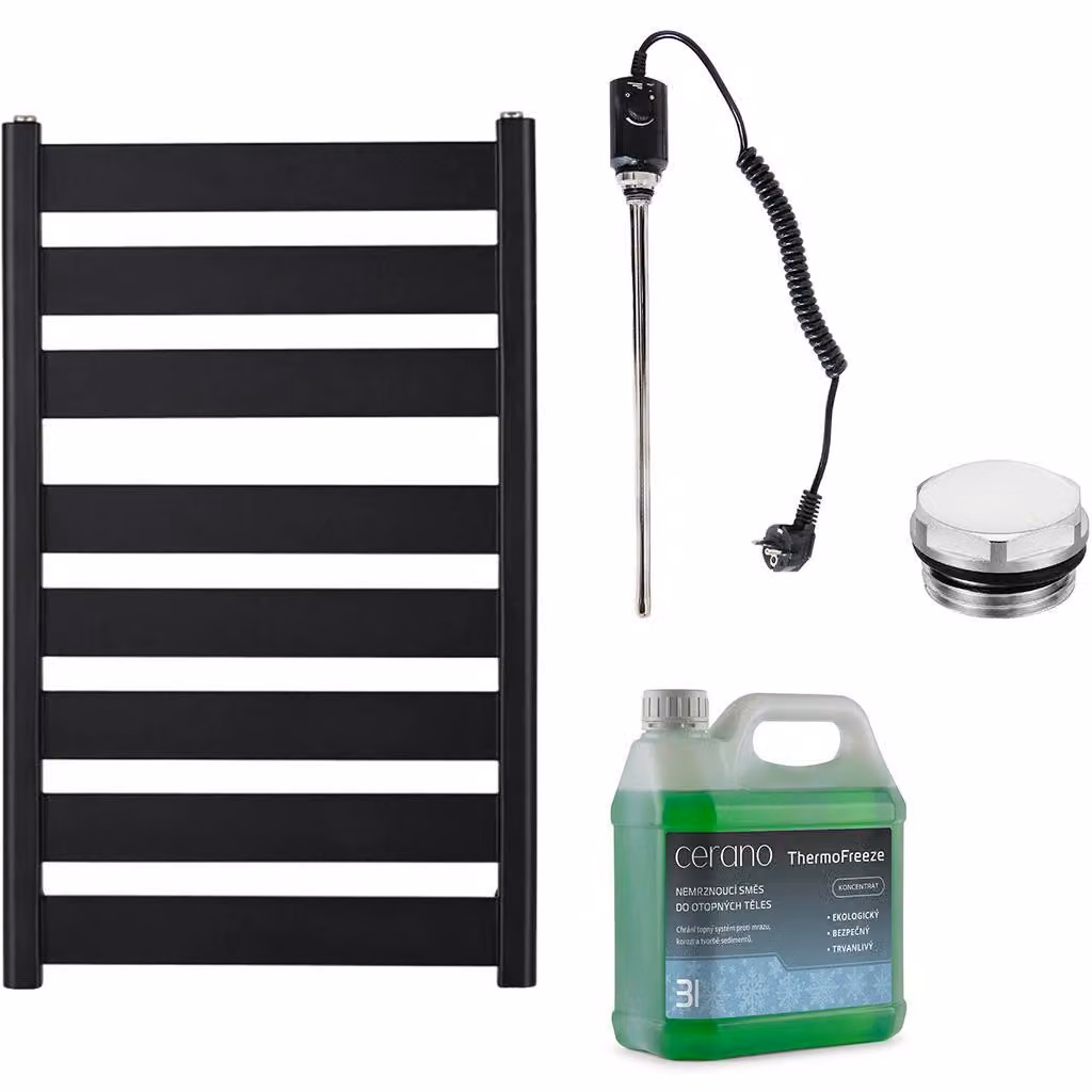 Set di radiatori elettrici da bagno Marco - 600W - nero opaco - 920x550 mm