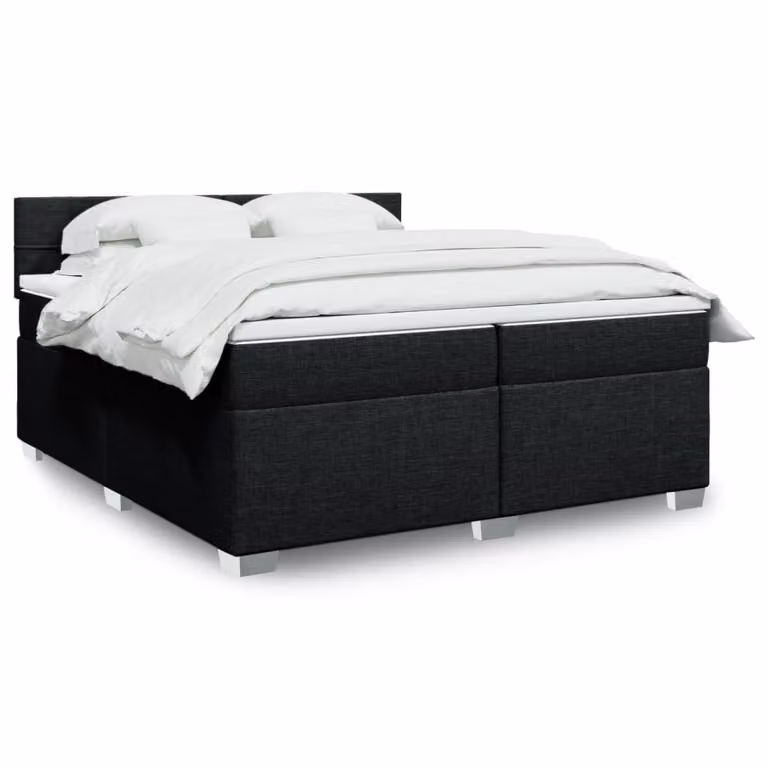 vidaXL Giroletto a Molle Ibrido con Materasso in Tessuto Nero 200 x 200 cm