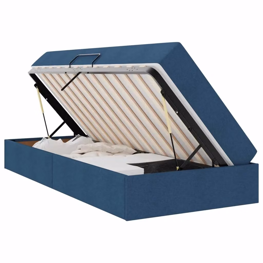 Letto moderno vidaXL con contenitore a sollevamento e materasso, Blu e Nero, L 100 x P 200 cm, H 204 cm – 2