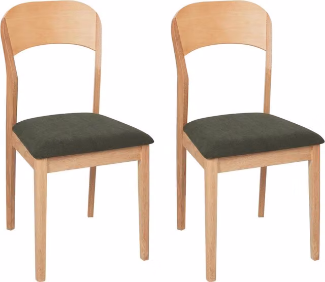 Set di 2 sedie da pranzo imbottite BELIANI in stile classico con struttura in legno e tessuto, disponibili nei colori marrone, verde e nero