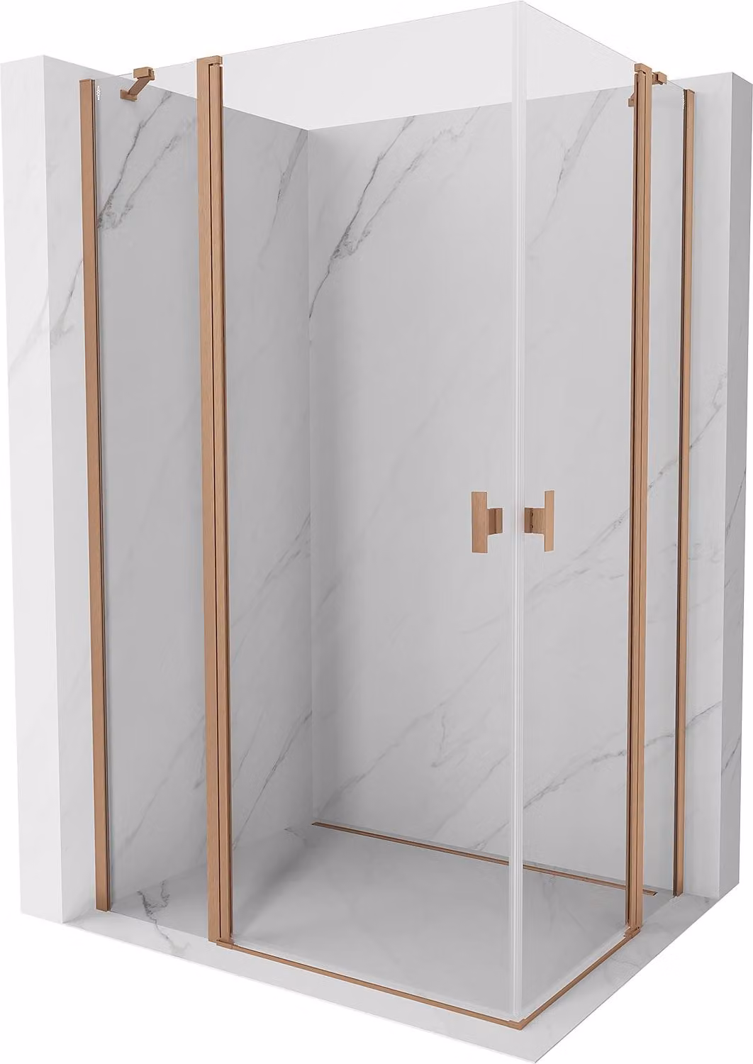 Mexen Mist Duo cabina doccia battente 95 x 75 cm, trasparente, rame spazzolato - 8A4-095-075-65-00