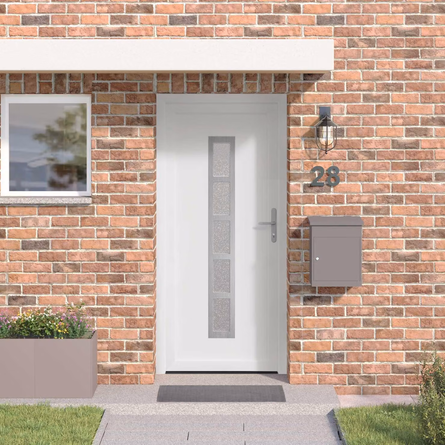 Porta d'ingresso bianca, dimensioni 108 x 208 cm, in PVC