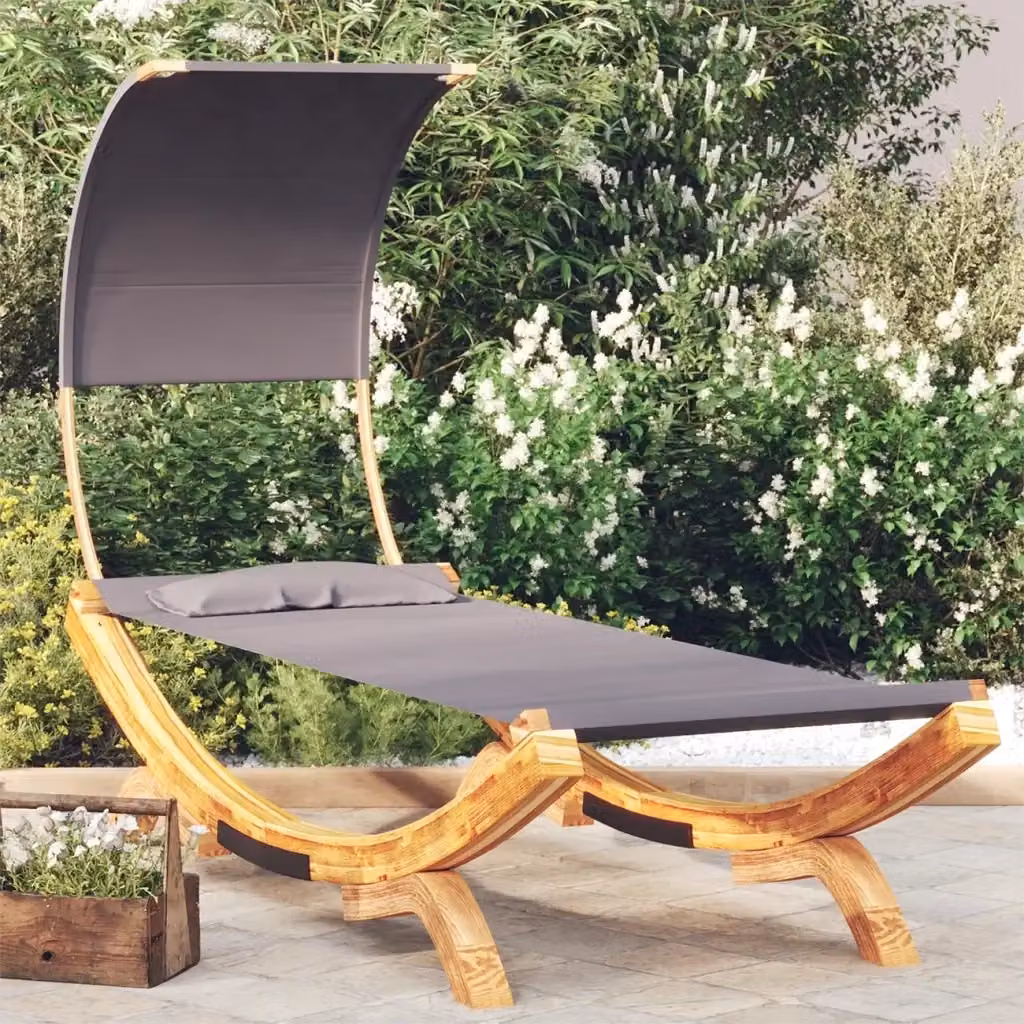 Lettino con tettuccio in legno curvato antracite L: 200 cm, P: 100 cm, H: 126 cm – 2