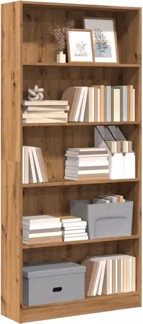 Libreria-Scaffale Design Mania in Legno Multistrato Rovere Marrone, Moderna e da Appendere a Parete, L: 80 cm, P: 24 cm, H: 176 cm