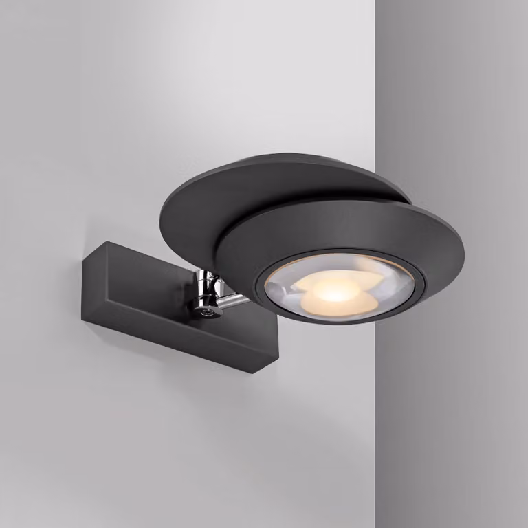 PURE Applique da parete a LED Oculis, dimmerabile, Nero, Soggiorno / Sala da pranzo, Moderno, Applique a LED