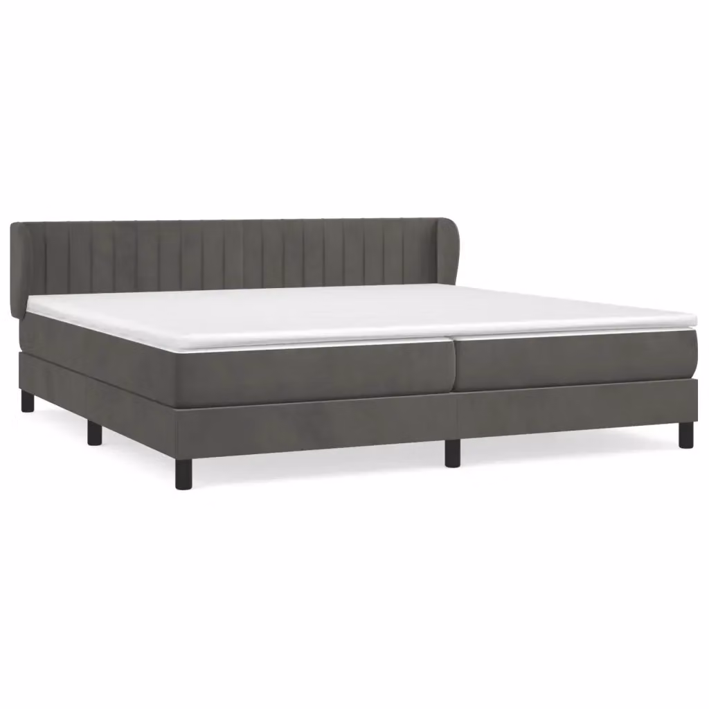 Letto Ibrido vidaXL con Giroletto a Molle e Materasso in Velluto Grigio e Bianco L/P/H: 200 x 200 x 88 cm – 2