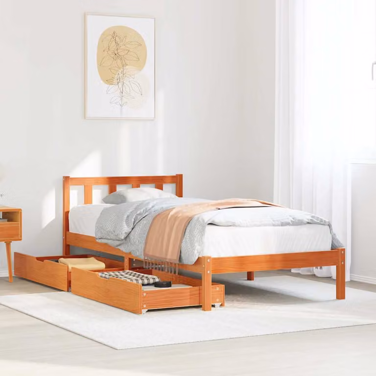 Letto in legno di pino rustico marrone cera vidaXL senza materasso L 100 cm x P 200 cm