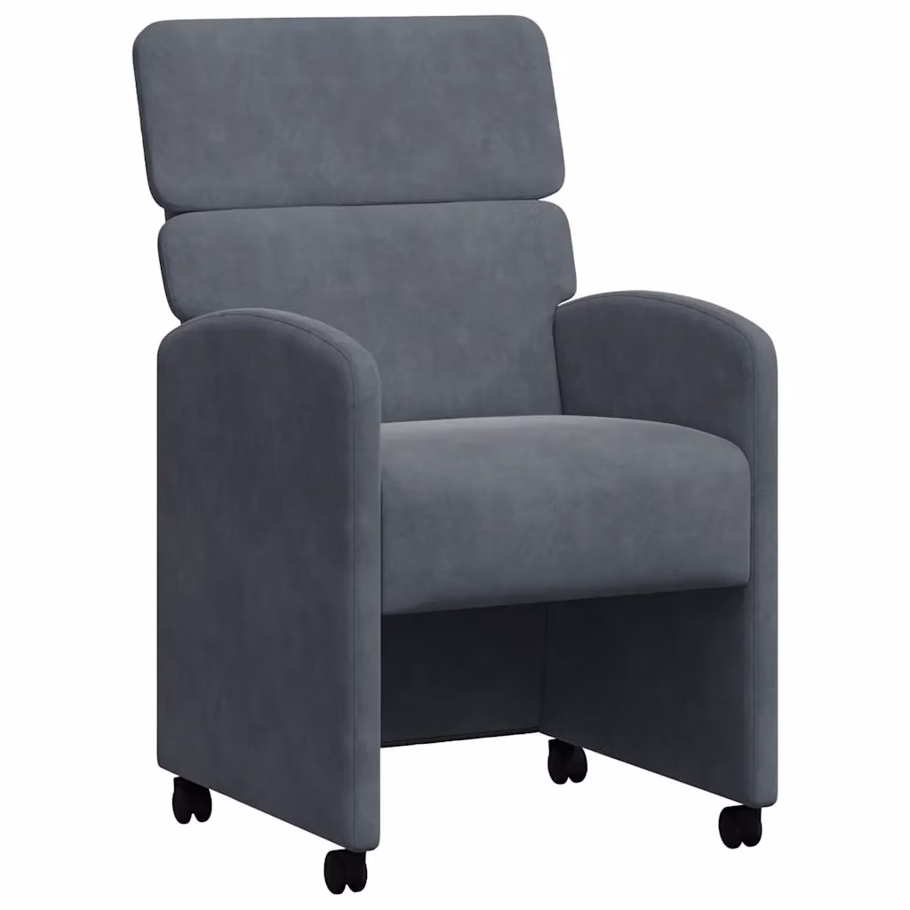 Set di 2 sedie da pranzo vidaXL in velluto grigio scuro con ruote e braccioli L/P/H: 58 x 65 x 98 cm – 2