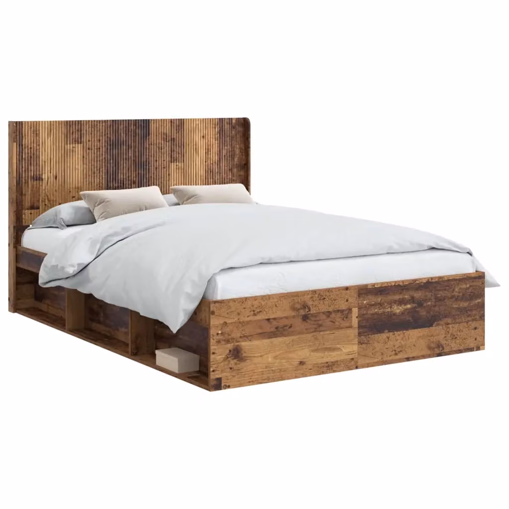Giroletto con contenitore e testata in legno antico marrone L/P/H: 190 x 140 x 141,5 cm – 2