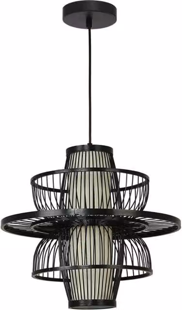 Lampada sospesa Japandi rattan nero E27 Astra LightPrestige