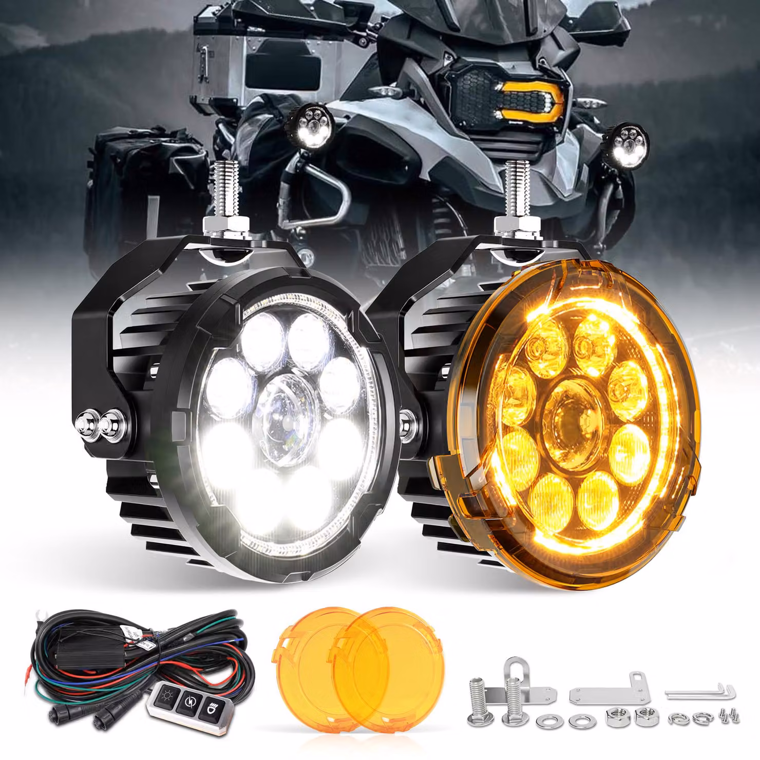 Fari per motociclette da 4,5 pollici - Faro a LED combinato spot e flood - 90.000 lumen - Grado di protezione IP68 (impermeabile)