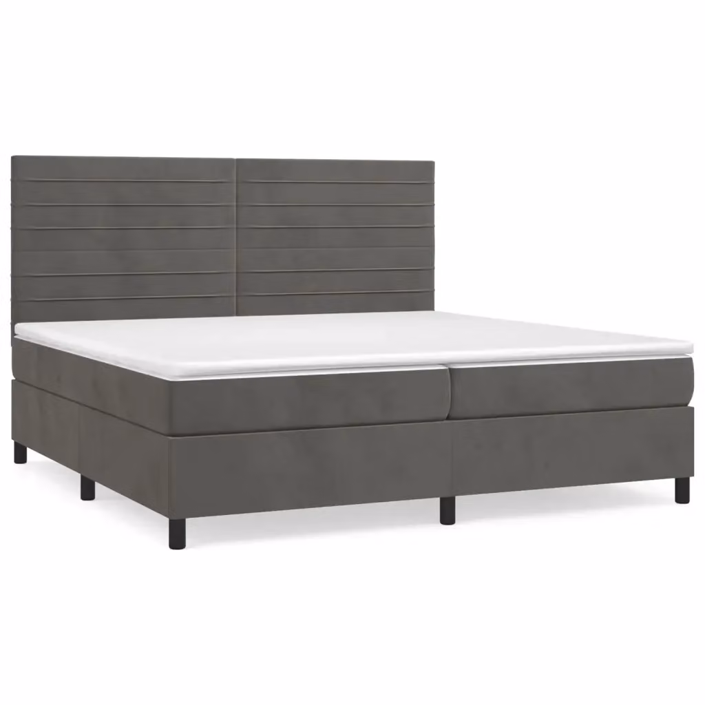 Letto Ibrido con Giroletto a Molle e Materasso vidaXL in Velluto Grigio e Bianco L/P/H: 200 x 200 x 128 cm – 2