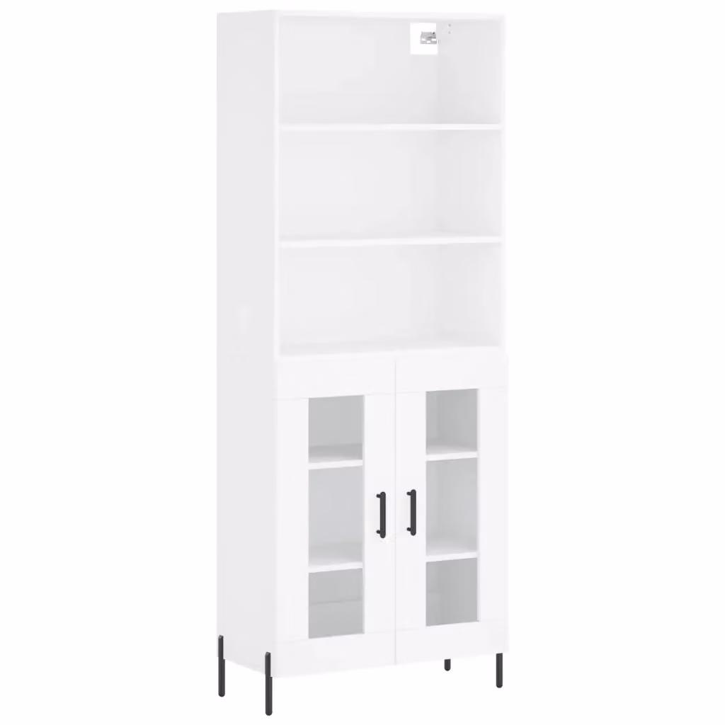 Credenza Buffet Design Mania Bianca con Ante in Vetro per Cucina e Sala da Pranzo L/P/H: 69,5 x 34 x 180 cm – 2