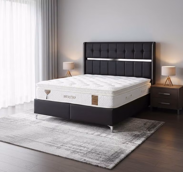 Letto elegante con testiera di alta qualità e struttura robusta