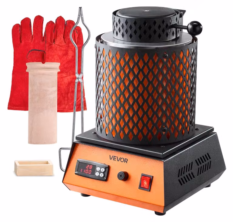 Fornace elettrica di fusione, capacità 3 kg, 1350 W, temperatura massima 1150 °C