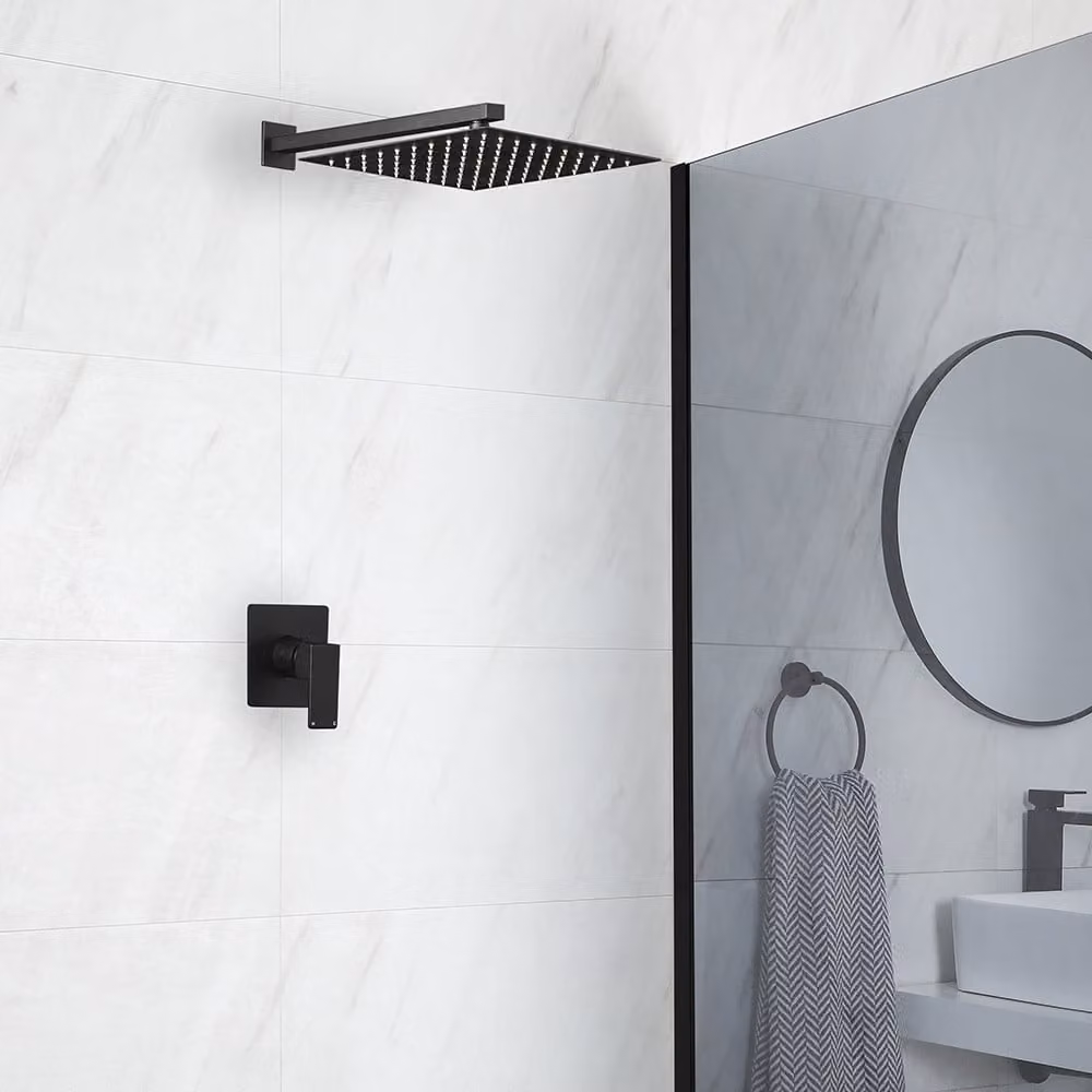 Sistema Doccia Nero con Soffione (1 Via) - Preto
