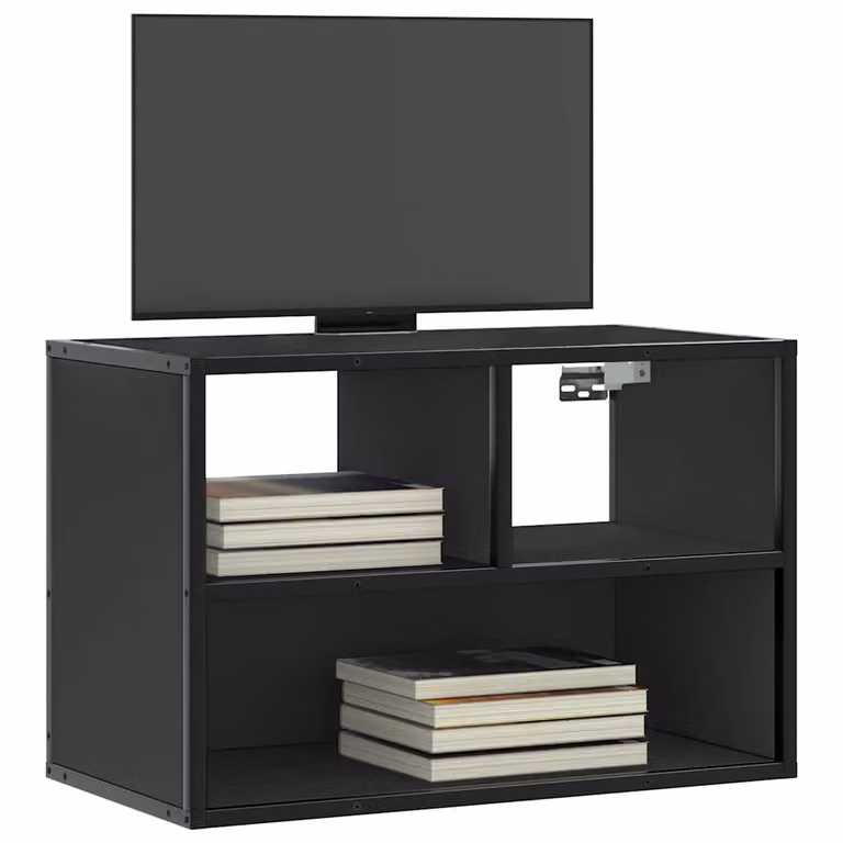 vidaXL Mobile Porta TV Nero in Metallo e Truciolato con Ripiani per Media L/P/H: 60 x 31 x 39,5 cm