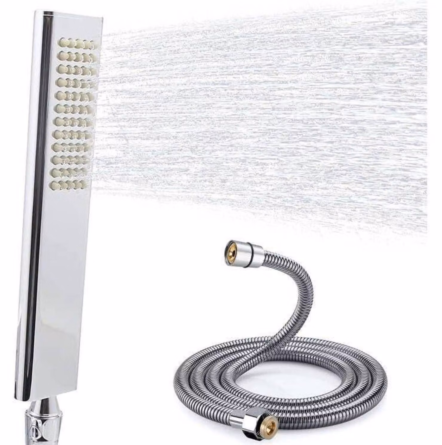 Rubinetto a leva in ottone, design ad arco, alta pressione, con tubo in acciaio inossidabile da 149,9 cm e finitura cromata lucida