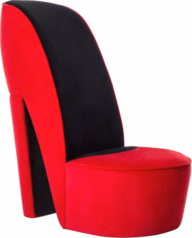 Poltrona a Forma di Scarpa con Tacco Alto in Velluto Rosso