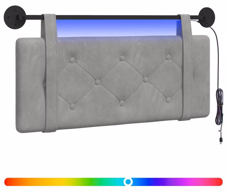 Testiera sospesa Con luce LED Grigio Chiaro Velluto