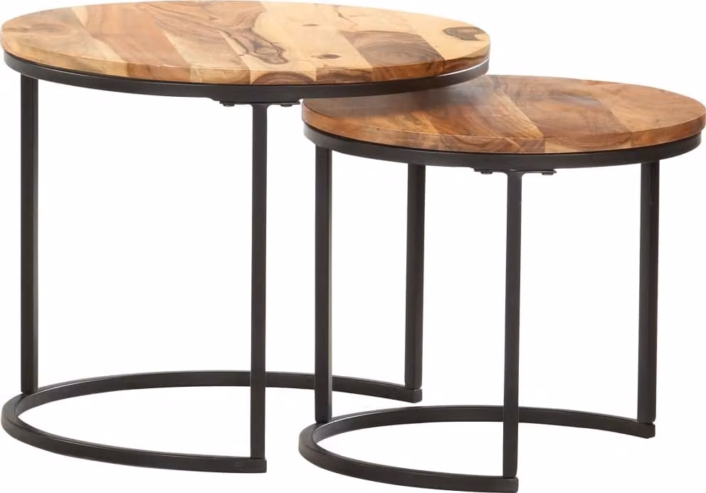 Set tavoli 2 pezzi. Legno massiccio di acacia