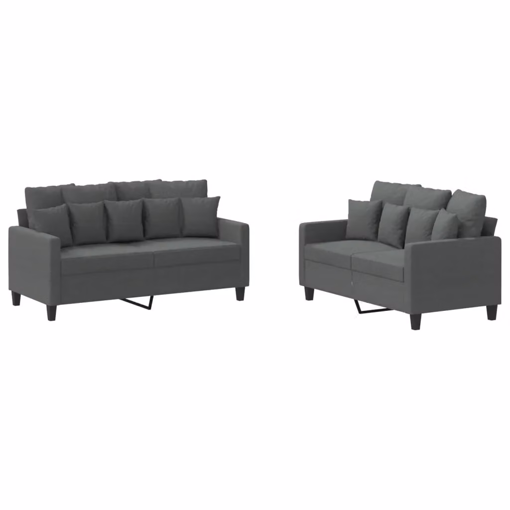 Set di 2 divani moderni vidaXL in tessuto grigio con cuscini inclusi per soggiorno – 2
