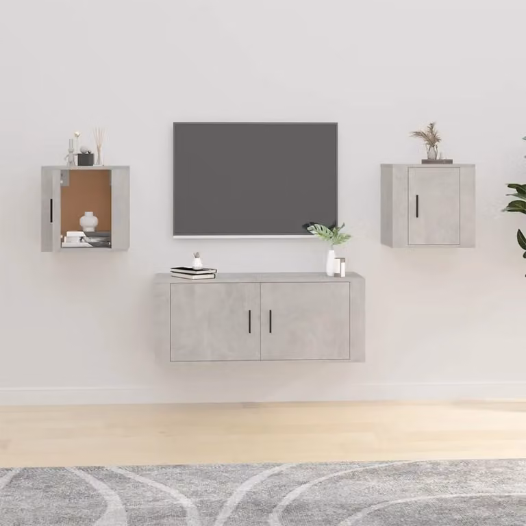 Set di 2 mobili porta TV da parete vidaXL in legno e MDF, colore grigio, L 40 cm x P 34,5 cm x H 40 cm