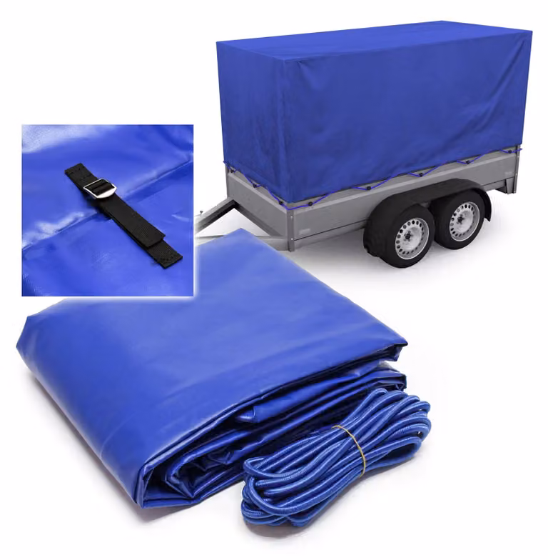Telo copri-carico per rimorchi - 207,5 x 114 x 90 cm, colore blu - Poliestere 1000D - Resistente all'acqua e al vento