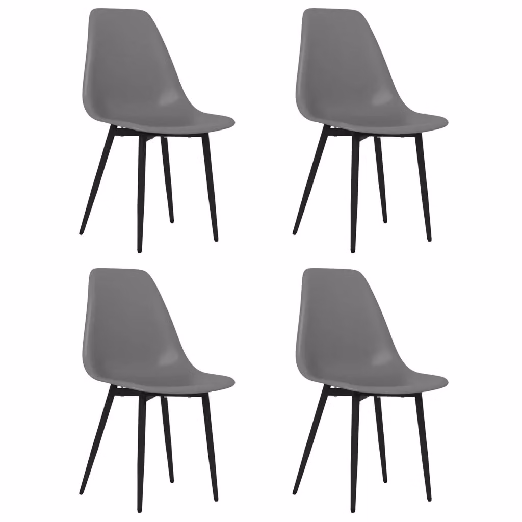 Set di 4 sedie da pranzo vidaXL in plastica e metallo grigie con design minimalista opaco – 2