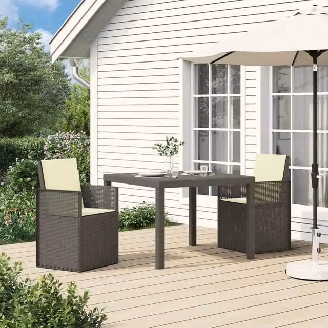 Set da Pranzo per Giardino 3 pz Grigio chiaro e panna PP 3430051