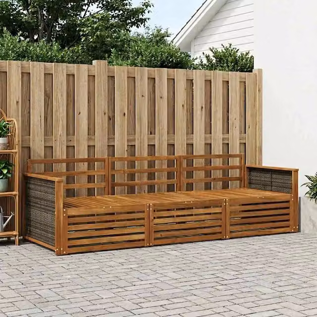 Set di divani da esterno 3 pz Naturale Legno di Acacia Massello 3382957
