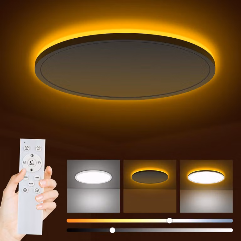 Lampada da soffitto LED Bowfar, 24W, 2800 lumen, dimmerabile, 1800K, colore bianco, forma circolare, diametro 30 cm
