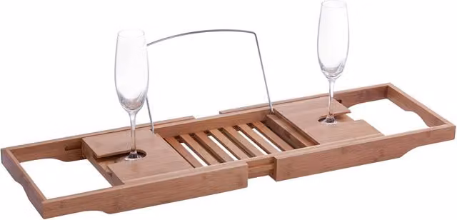 Mensola con porta calice per vasca da bagno Zeller Present, colore marrone