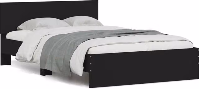Letto matrimoniale | Letto per adulti | Giroletto con Testiera Nero 120x200 cm