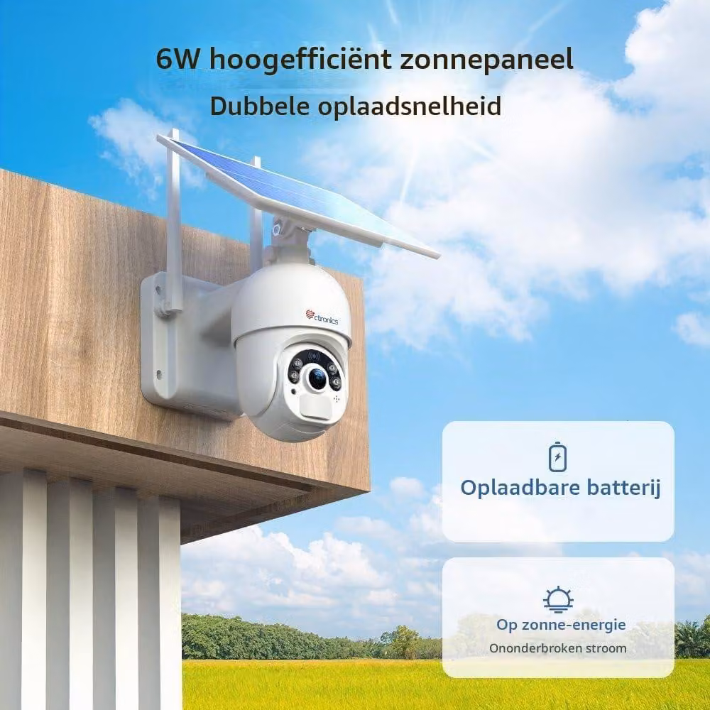 Telecamera di sicurezza con pannello solare - Risoluzione 3MP 2K - Telecamera PTZ per esterni