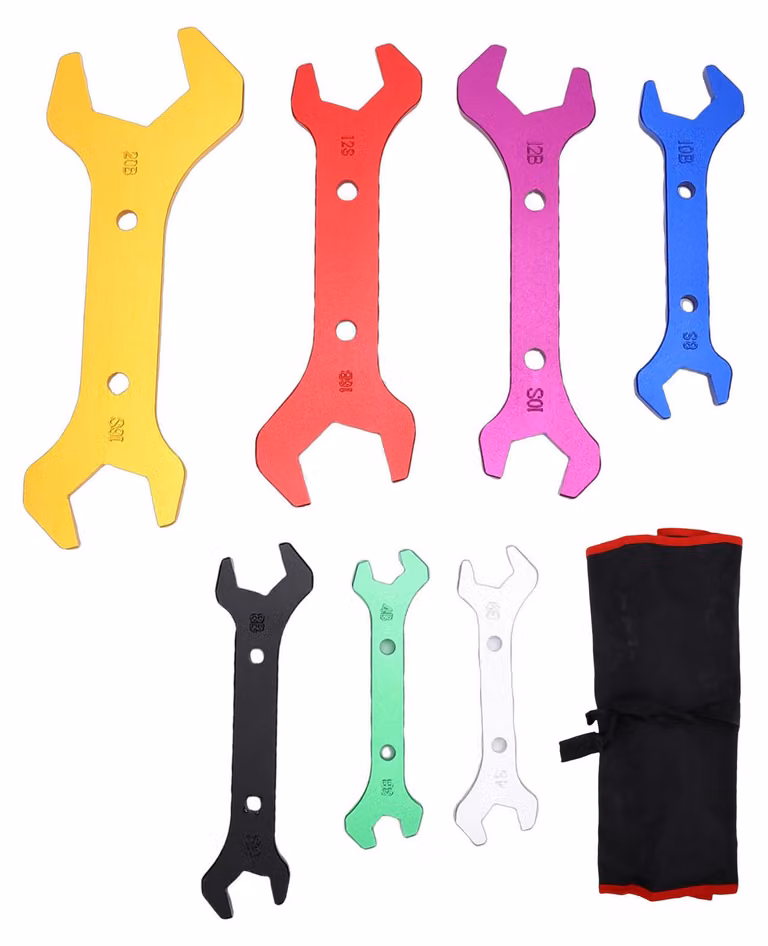 Set di 7 chiavi con doppia estremità a tubo, in lega di alluminio anodizzato, da AN3 a AN20, set di utensili con chiavi