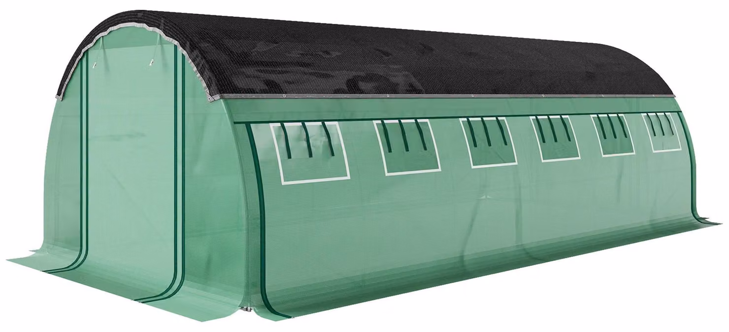 Serra tunnel 6x3x2 metri con protezione UV | Colore: Verde, Nero | Dimensioni: 300x600x198 cm