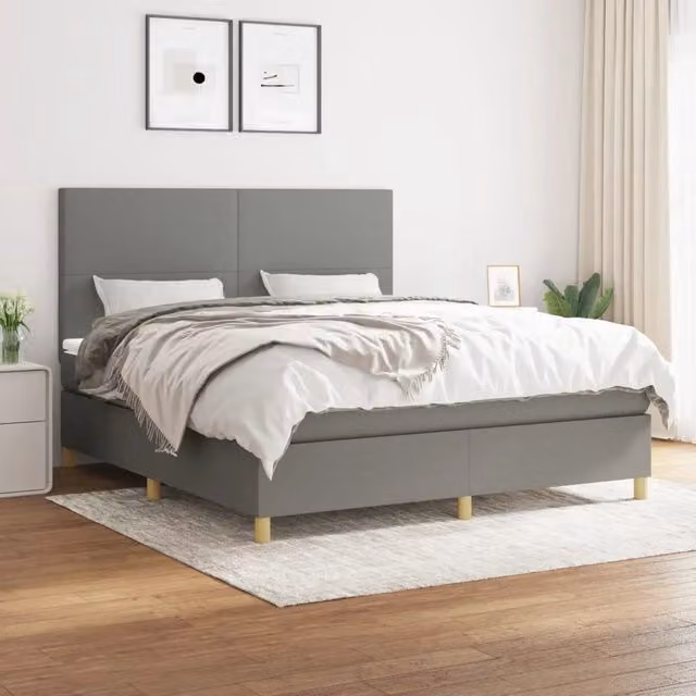 Letto Ibrido con Giroletto a Molle e Materasso vidaXL Grigio e Bianco L/P/H: 160 x 200 x 128 cm