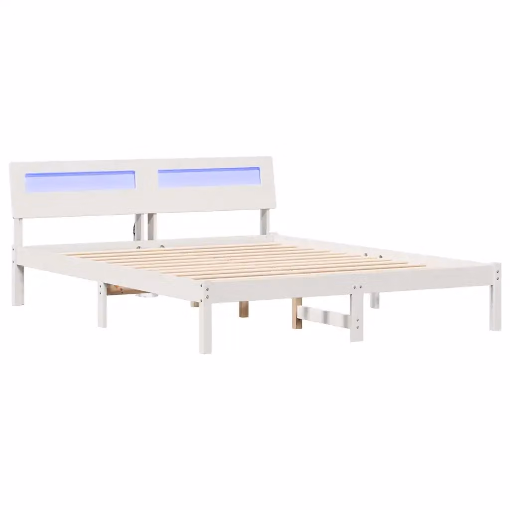 Struttura del letto moderna vidaXL in pino massello bianco, L/P: 160 x 200 cm – 2