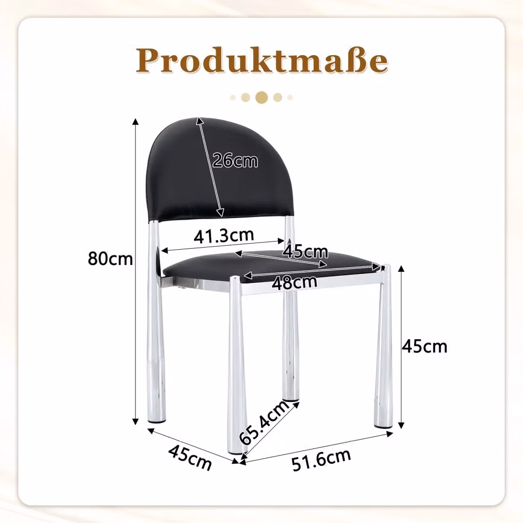 Set di 2 sedie da pranzo REDOM moderne in ecopelle nera con gambe in metallo – 2