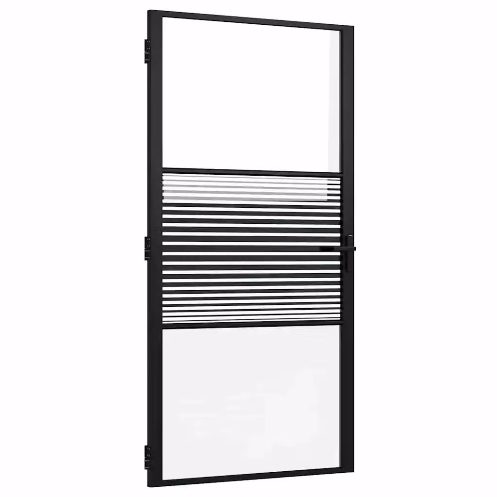 Porta in vetro rigato nera con telaio in alluminio vidaXL L: 76 cm, P: 3.5 cm, H: 201.5 cm – 2
