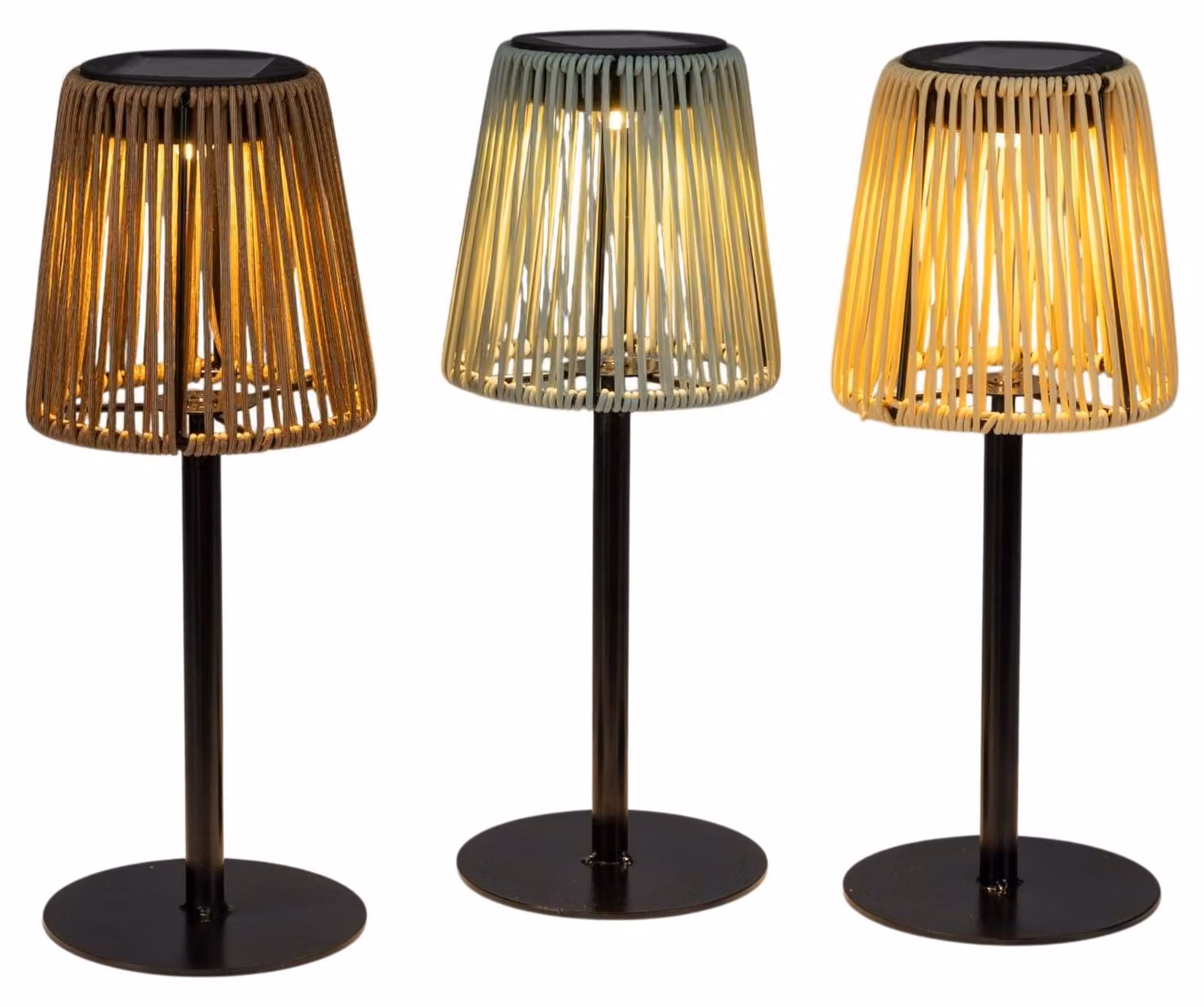 Lampada da giardino solare a LED, con design in rattan, per uso esterno