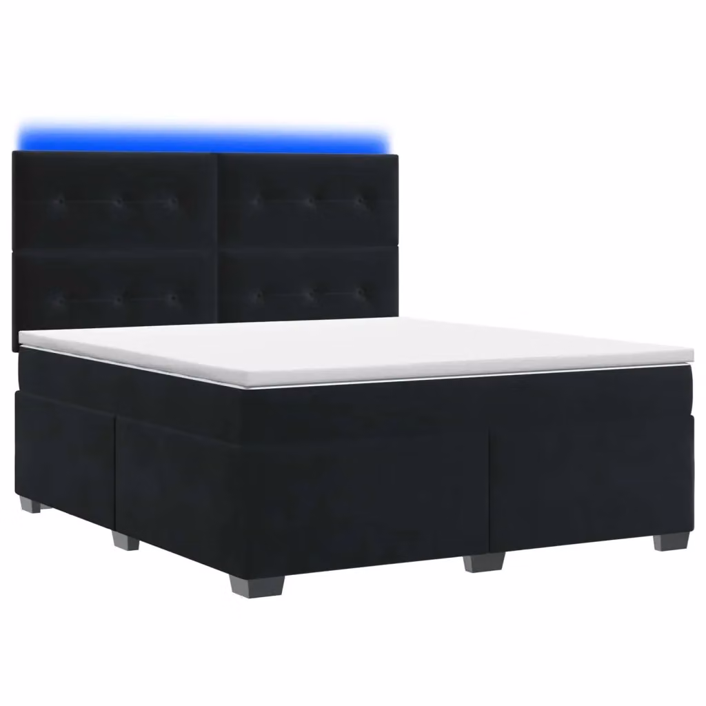 Letto box spring ibrido vidaXL con materasso a molle insacchettate e base contenitore, rivestimento in velluto nero, L 140 x P 200 cm – 2